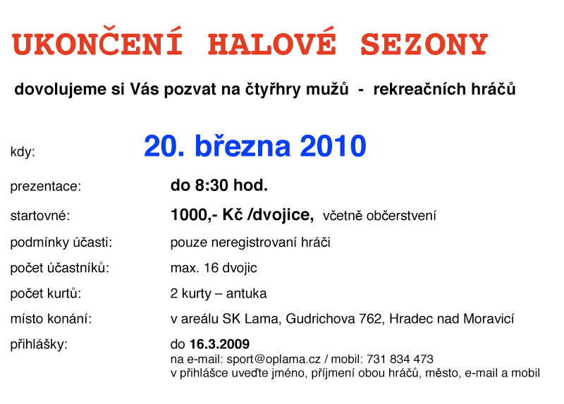 Turnaj dvojic - ukončení sezóny Turnaj dvojic - ukončení sezóny